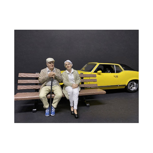 Sitting Old Couple 2 piece Figurine Set for 1/18 Scale Models by American Diorama