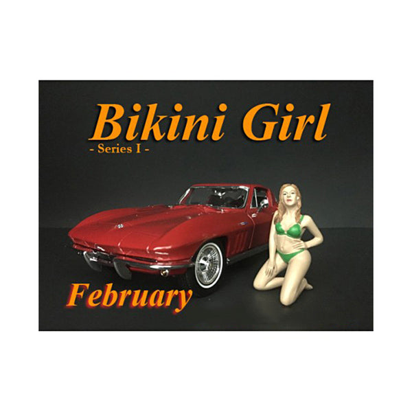 February Bikini Calendar Girl Figurine for 1/24 Scale Models by American Diorama