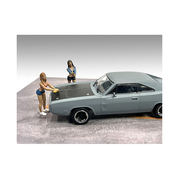 "Car Wash Girls" Set 2 Jessica and Jennifer 2 Piece Figure Set for 1/43 Scale Models by American Diorama