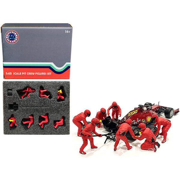 Formula One F1 Pit Crew 7 Figurine Set Team Red Release II for 1/43 Scale Models by American Diorama