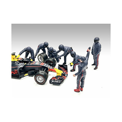 Formula One F1 Pit Crew 7 Figure Set Team Blue Release III for 1/43 Scale Models by American Diorama