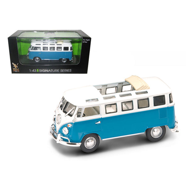 1962 Volkswagen Microbus Van Bus Blue With Open Roof 1/43 Diecast Car by Road Signature