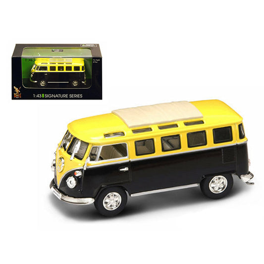 1962 Volkswagen Microbus Van Bus Yellow/Black 1/43 Diecast Car by Road Signature