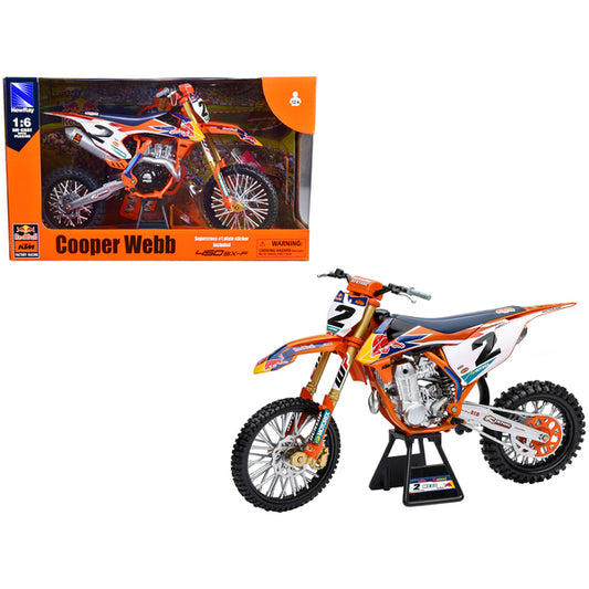 KTM 450 SX-F #2 Cooper Webb "Red Bull KTM Factory Racing" SuperCross 1/6 Diecast Model by New Ray