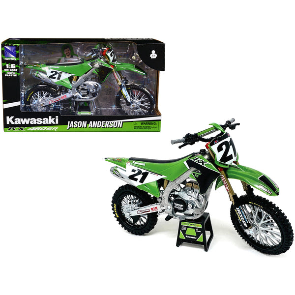 Kawasaki KX450SR Dirt Bike Motorcycle #21 Jason Anderson Green and Black "Kawasaki Racing Team" 1/6 Model by New Ray