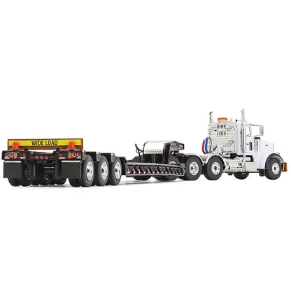 Peterbilt 367 Day Cab White "Komatsu" and Talbert 55SA Tri-Axle Lowboy Trailer Black 1/50 Diecast Model by First Gear