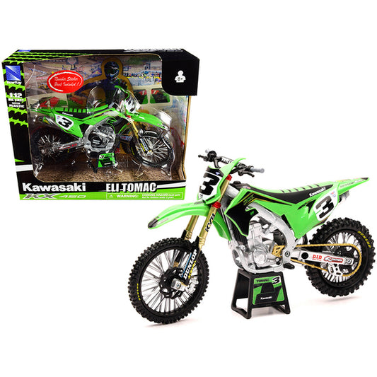 Kawasaki KX 450 #3 Eli Tomac Green 1/12 Diecast Motorcycle Model by New Ray