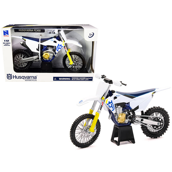 Husqvarna FC450 White and Blue 1/12 Diecast Motorcycle Model by New Ray