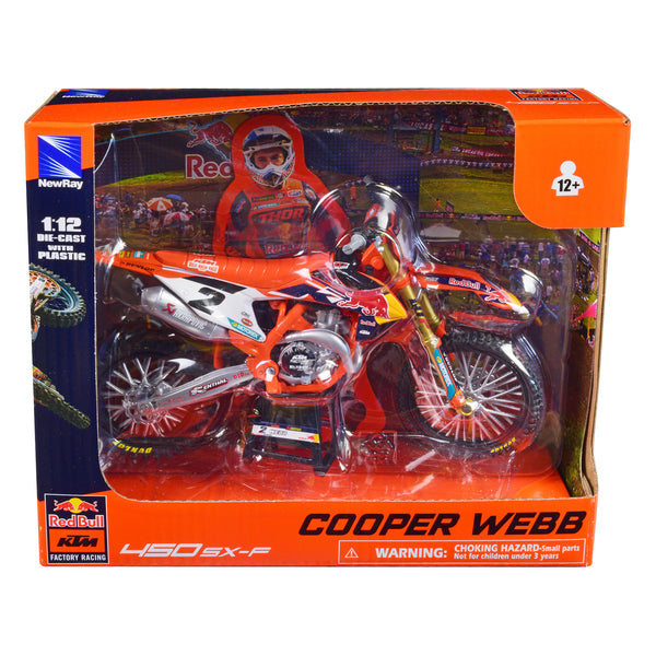 KTM 450 SX-F Motorcycle #2 Cooper Webb "Red Bull KTM Factory Racing" 1/12 Diecast Model by New Ray