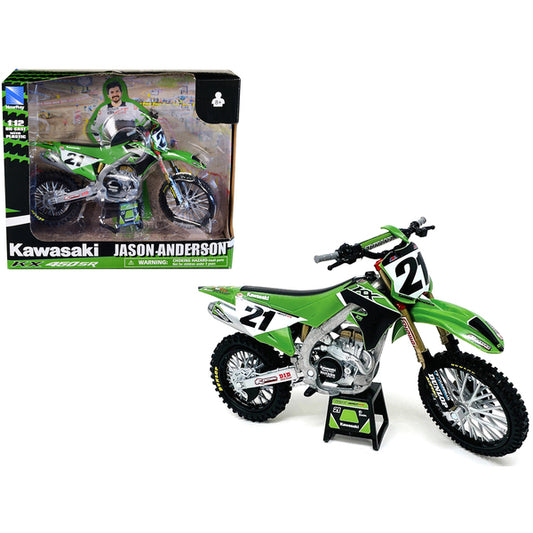 Kawasaki KX450SR Dirt Bike Motorcycle #21 Jason Anderson Green and Black "Kawasaki Racing Team" 1/12 Model by New Ray