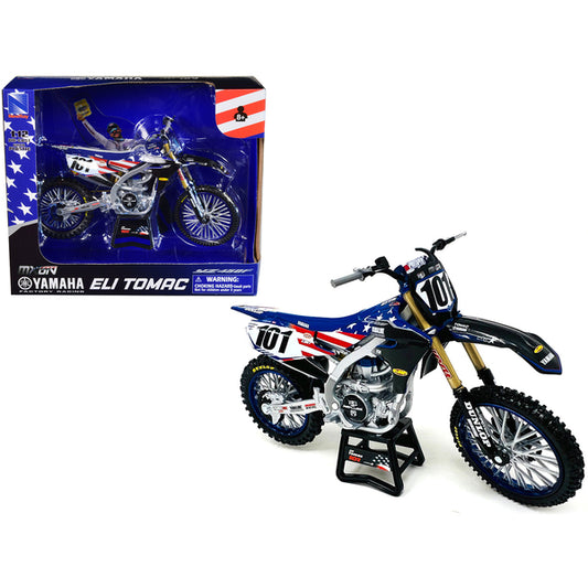 Yamaha YZ450F Dirt Bike Motorcycle #101 Eli Tomac American Flag Livery "Motocross of Nations" 1/12 Model by New Ray