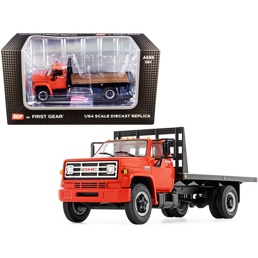 GMC 6500 Flatbed Truck Orange 1/64 Diecast Model by DCP/First Gear