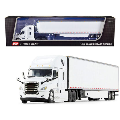 2018 Freightliner Cascadia High Roof Sleeper Cab with 53' Utility Reefer Trailer White 1/64 Diecast Model by DCP/First Gear