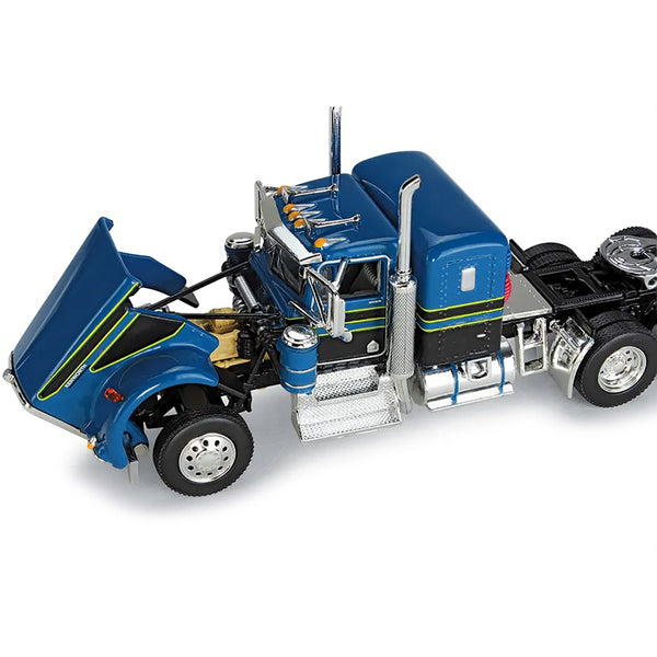 Kenworth W900A with Sleeper and 40' Vintage Trailer "John Wayne: Comic Edition" Blue with Black Stripes 1/64 Diecast Model by DCP/First Gear