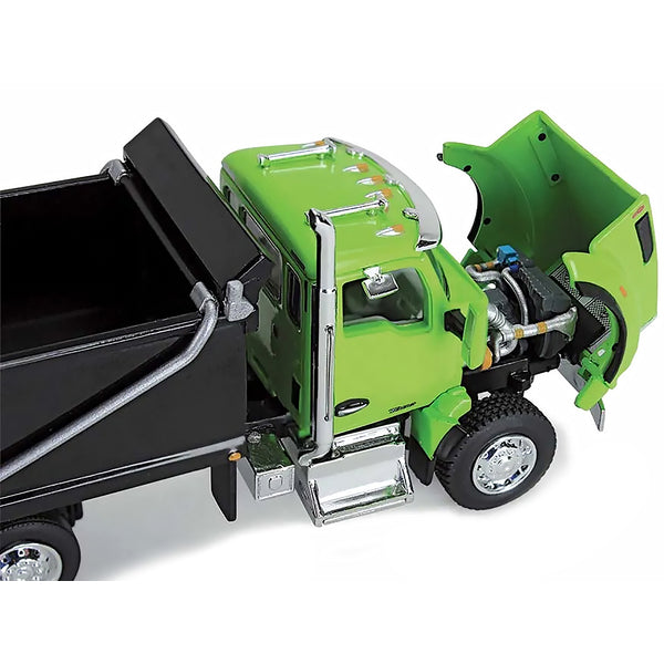 Kenworth T880 Day Cab with Rogue Transfer Dump Body Truck Lime Green and Black 1/64 Diecast Model by DCP/First Gear