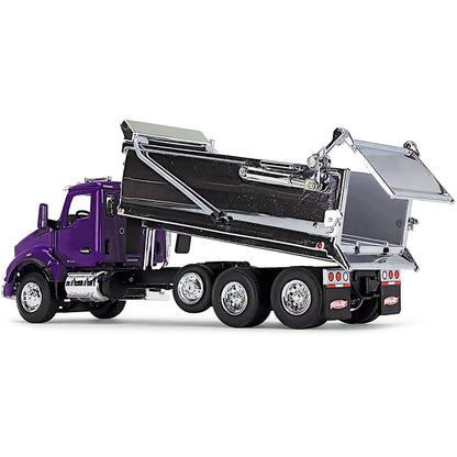 Kenworth T880 Day Cab with Rogue Transfer Dump Body Truck Purple and Chrome 1/64 Diecast Model by DCP/First Gear