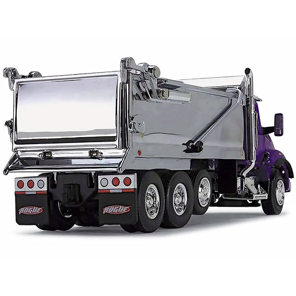 Kenworth T880 Day Cab with Rogue Transfer Dump Body Truck Purple and Chrome 1/64 Diecast Model by DCP/First Gear