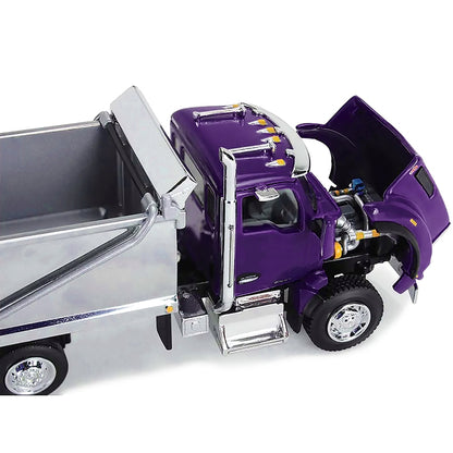 Kenworth T880 Day Cab with Rogue Transfer Dump Body Truck Purple and Chrome 1/64 Diecast Model by DCP/First Gear