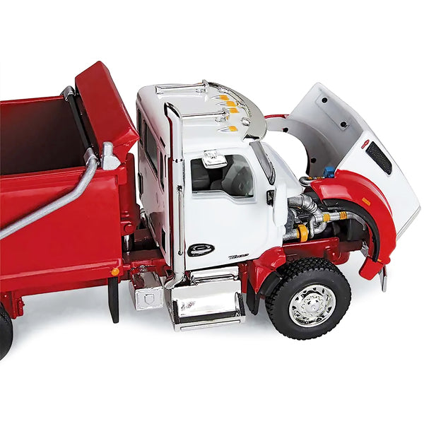 Kenworth T880 Day Cab with Rogue Transfer Dump Body Truck White and Viper Red 1/64 Diecast Model by DCP/First Gear