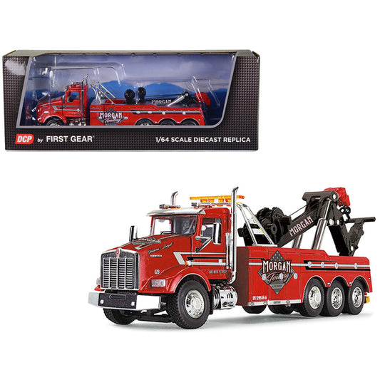 Kenworth T800 Day Cab Tow Truck with Miller Century 9055 Wrecker Red "Morgan Towing & Recovery" 1/64 Diecast Model by DCP/First Gear