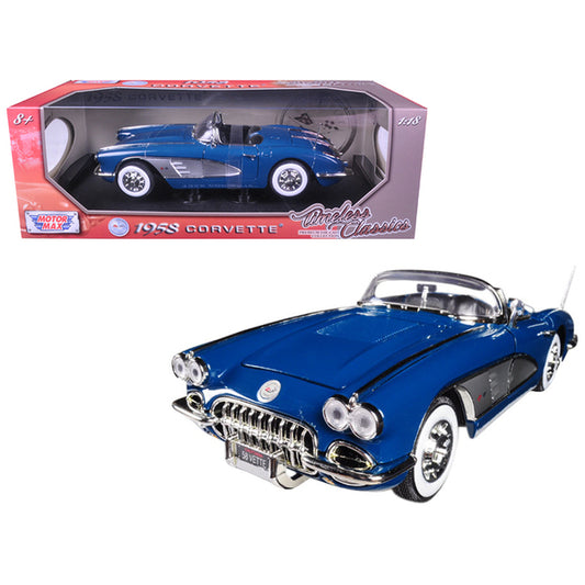 1958 Chevrolet Corvette Turquoise Timeless Classics 1/18 Diecast Model Car by Motormax