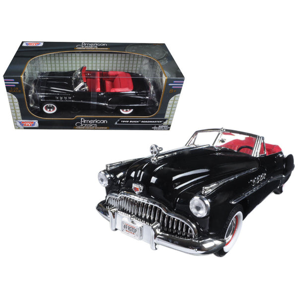 1949 Buick Roadmaster Black with Red Interior 1/18 Diecast Model Car by Motormax