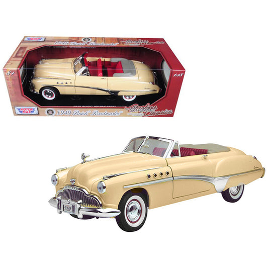 1949 Buick Roadmaster Cream with Red Interior 1/18 Diecast Model Car by Motormax