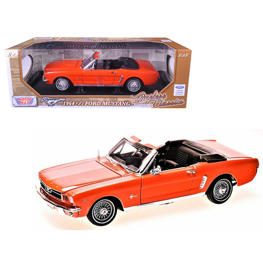 1964 1/2 Ford Mustang Convertible Orange "Timeless Classics" 1/18 Diecast Model Car by Motormax