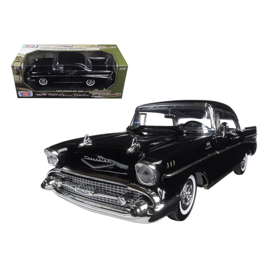 1957 Chevrolet Bel Air Hardtop Black "Timeless Classics" 1/18 Diecast Model Car by Motormax