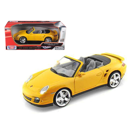 Porsche 911 (997) Turbo Convertible Yellow 1/18 Diecast Car Model by Motormax