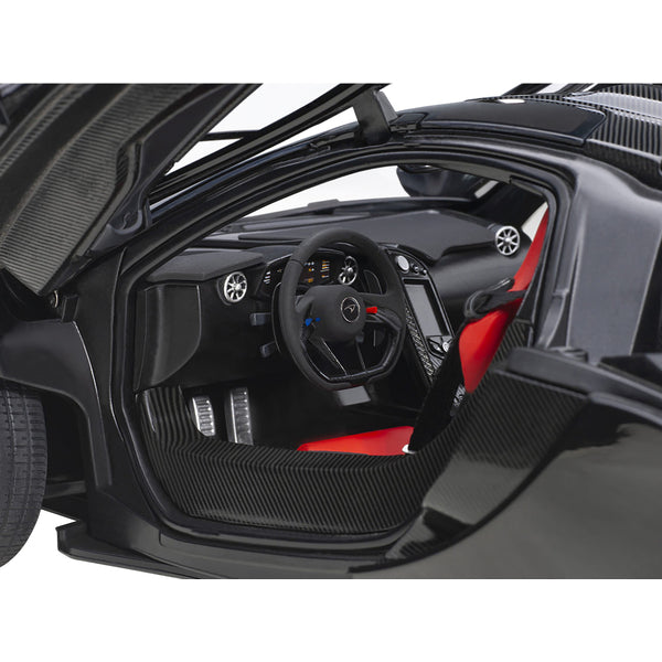 McLaren P1 Fire Black with Red and Black Interior 1/18 Model Car by Autoart