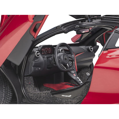 Mclaren 720S Memphis Red Metallic with Black Top and Carbon Accents 1/18 Model Car by Autoart