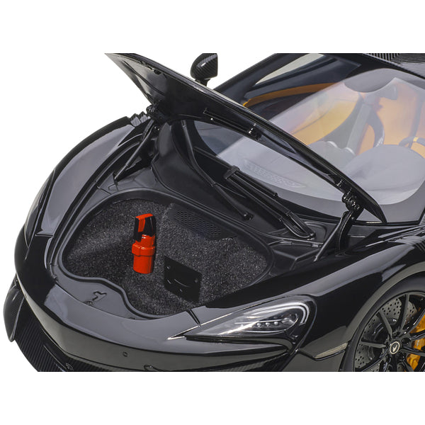 Mclaren 600LT Onyx Black and Carbon 1/18 Model Car by Autoart