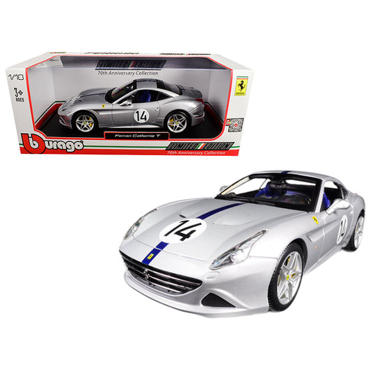 Ferrari California T Hot Rod Silver #14 70th Anniversary 1/18 Diecast Model Car by Bburago