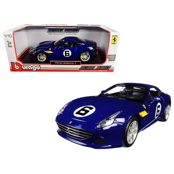 Ferrari California T Blue "Sunoco" #6 70th Anniversary 1/18 Diecast Model Car by Bburago