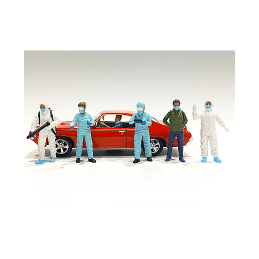 Hazmat Crew 6 piece Figurine Set for 1/18 Scale Models by American Diorama