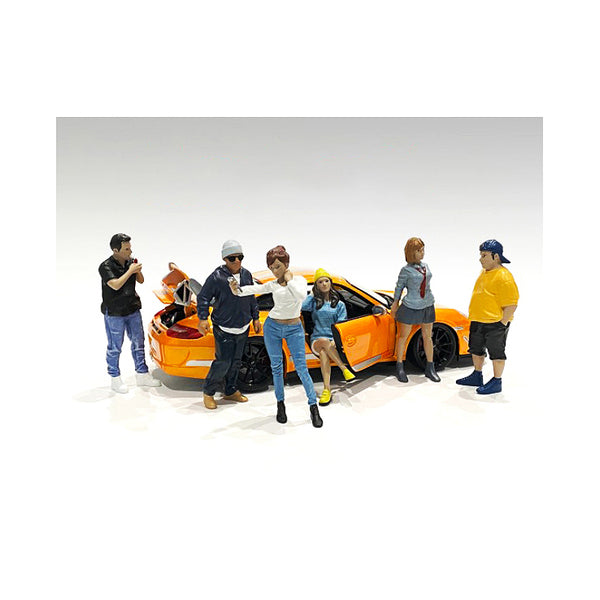 "Car Meet 1" 6 piece Figurine Set for 1/18 Scale Models by American Diorama