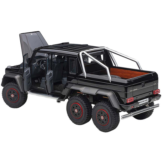 Mercedes Benz G63 AMG 6x6 Gloss Black with Carbon Accents 1/18 Model Car by Autoart