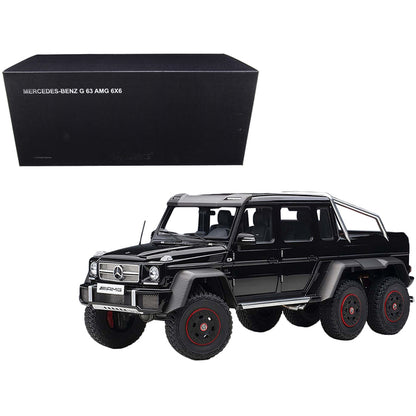 Mercedes Benz G63 AMG 6x6 Gloss Black with Carbon Accents 1/18 Model Car by Autoart