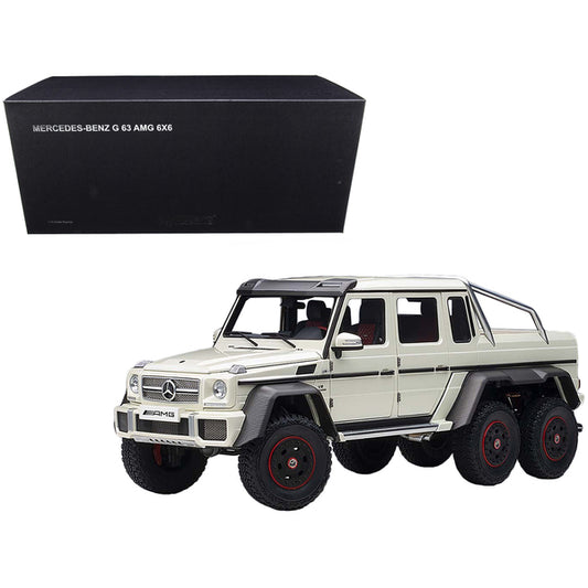 Mercedes Benz G63 AMG 6x6 Designo Diamond White with Carbon Accents 1/18 Model Car by Autoart