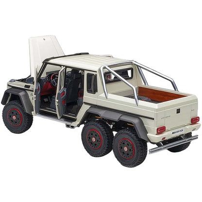 Mercedes Benz G63 AMG 6x6 Designo Diamond White with Carbon Accents 1/18 Model Car by Autoart