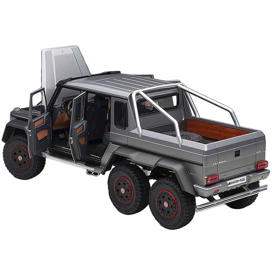 Mercedes Benz G63 AMG 6x6 Designo Platinum Magno Gray Metallic with Carbon Accents 1/18 Model Car by Autoart