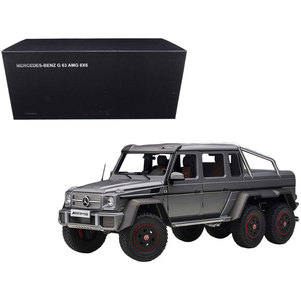 Mercedes Benz G63 AMG 6x6 Designo Platinum Magno Gray Metallic with Carbon Accents 1/18 Model Car by Autoart