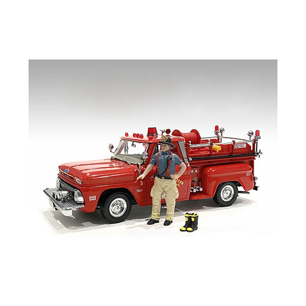 "Firefighters" 6 piece Figure Set (4 Males 1 Dog 1 Accessory) for 1/18 Scale Models by American Diorama