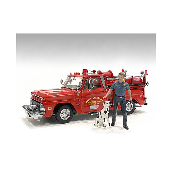 "Firefighters" 6 piece Figure Set (4 Males 1 Dog 1 Accessory) for 1/18 Scale Models by American Diorama