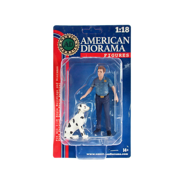 "Firefighters" Fire Dog Training Figures (Trainer and Dog) for 1/18 Scale Models by American Diorama