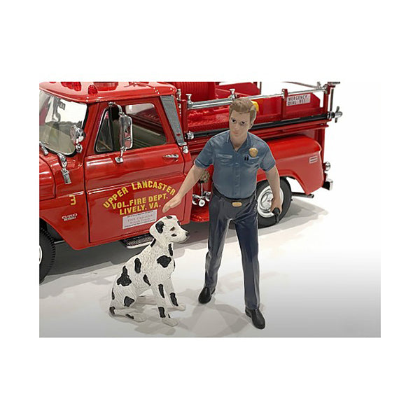 "Firefighters" Fire Dog Training Figures (Trainer and Dog) for 1/18 Scale Models by American Diorama