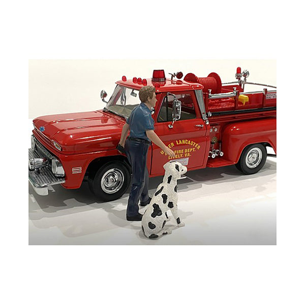 "Firefighters" Fire Dog Training Figures (Trainer and Dog) for 1/18 Scale Models by American Diorama