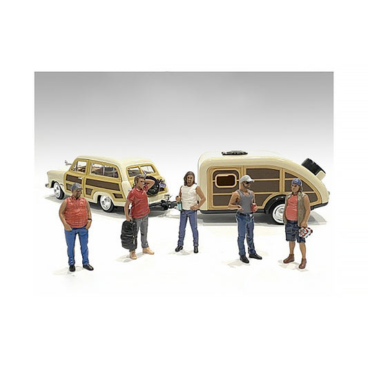 "Campers" 5 piece Figure Set for 1/18 Scale Models by American Diorama