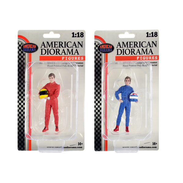 "Racing Legends" 80's Figures A and B Set of 2 for 1/18 Scale Models by American Diorama